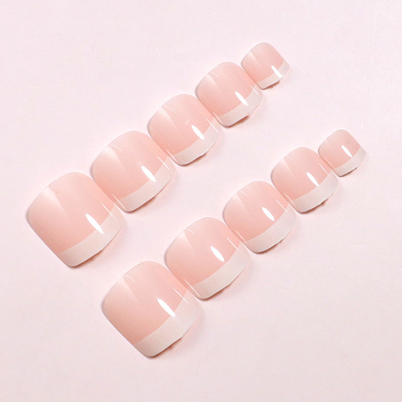Premium Glossy French Tip Press-On Nail Set Bowlift