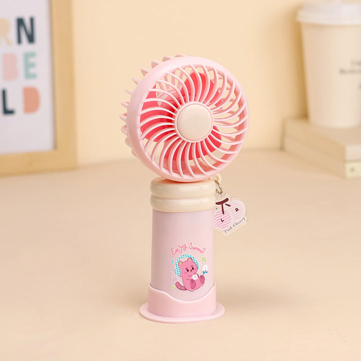 Ladies wearable handheld fan with playful dog design Bowlift