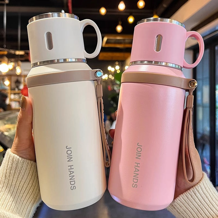 Women's Insulated Drinking Bottle with Ergonomic Grip and Leak-proof Lid System Bowlift