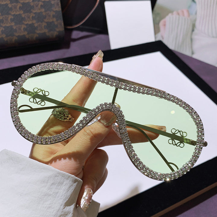 Women's Glamorous Oversized Sunglasses with Rhinestone Accents Bowlift