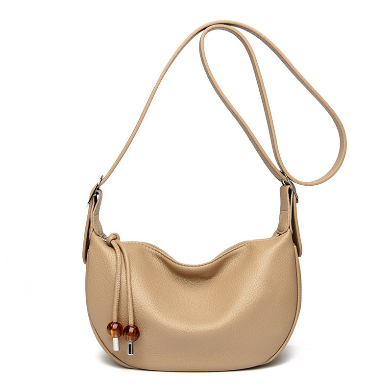 Casual Textured Leather Sling Bag Bowlift
