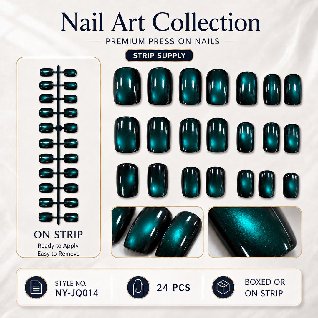 Premium Press-On Nails with Metallic Shine Bowlift