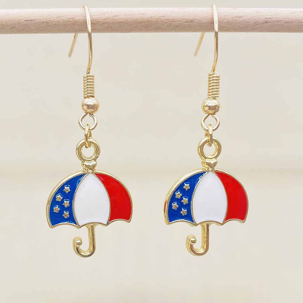 Women's Independence Day patriotic enamel flag dangle earrings with hypoallergenic fishhook wires Bowlift