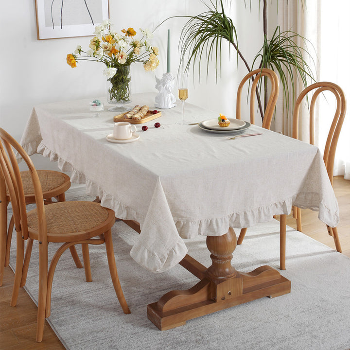 Embroidered Ruffled Tablecloth