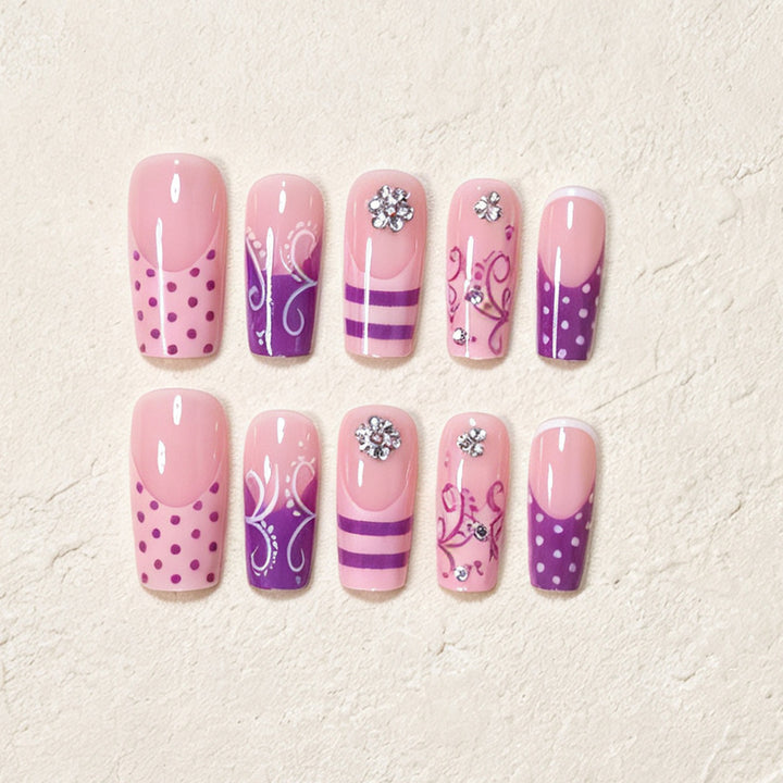 Decorative Long Acrylic Nail Art Tips Bowlift