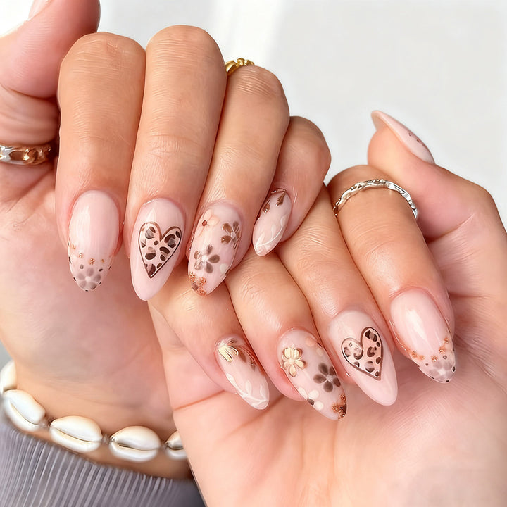 Artistic Floral Design Press-On Nails Bowlift