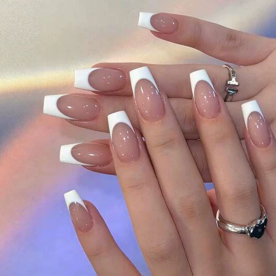 Elegant French Tip Pedicure Bowlift