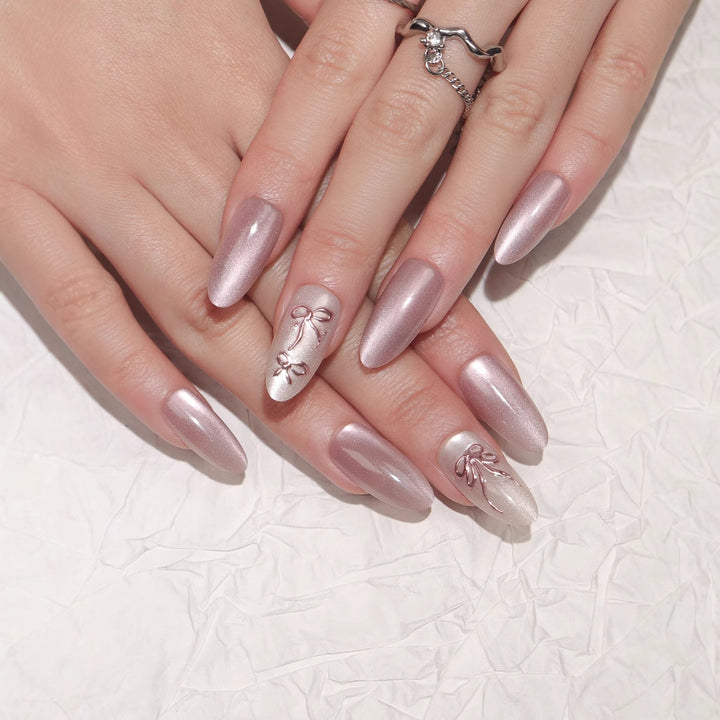Elegant Stiletto Press-On Nails with Floral Design Bowlift