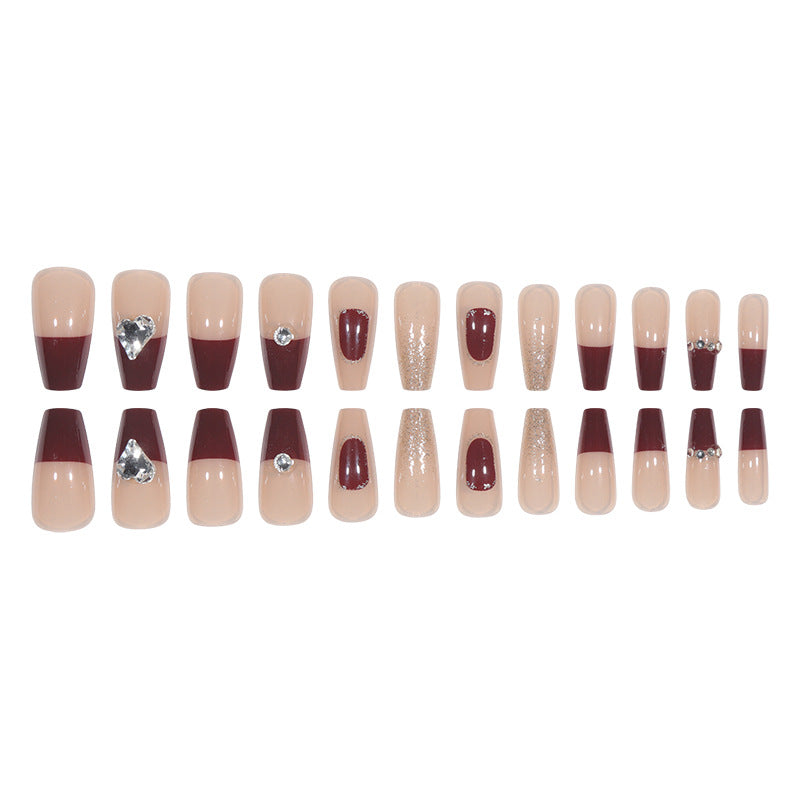Decorative Press-On Acrylic Nails with Glitter and Gem Accents Bowlift