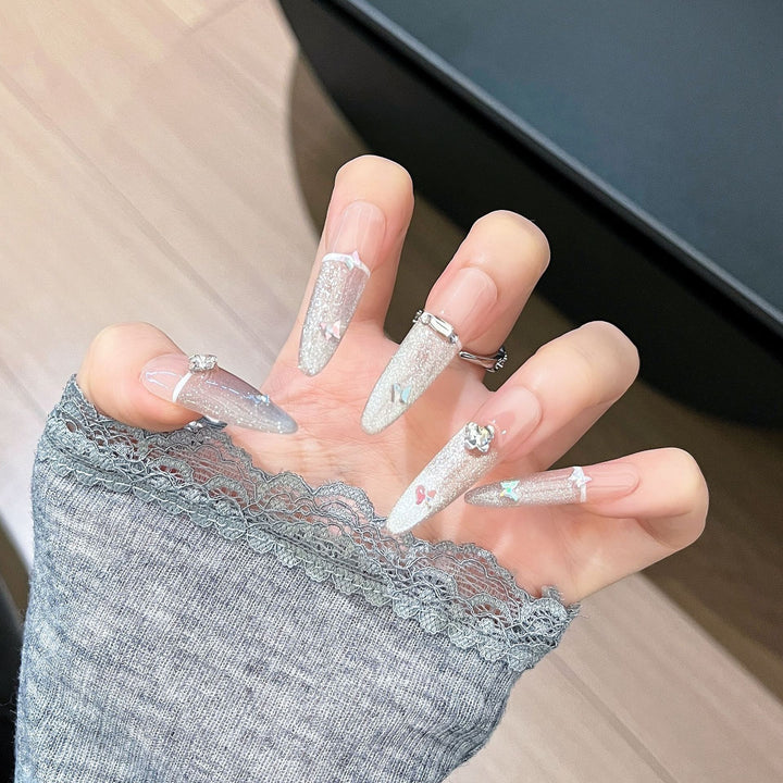 Artistic Press-On Nail Set Bowlift