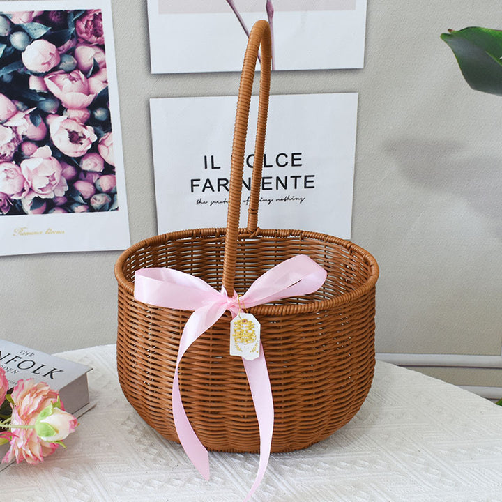 Elegant Handcrafted Rattan Tote Basket Bowlift