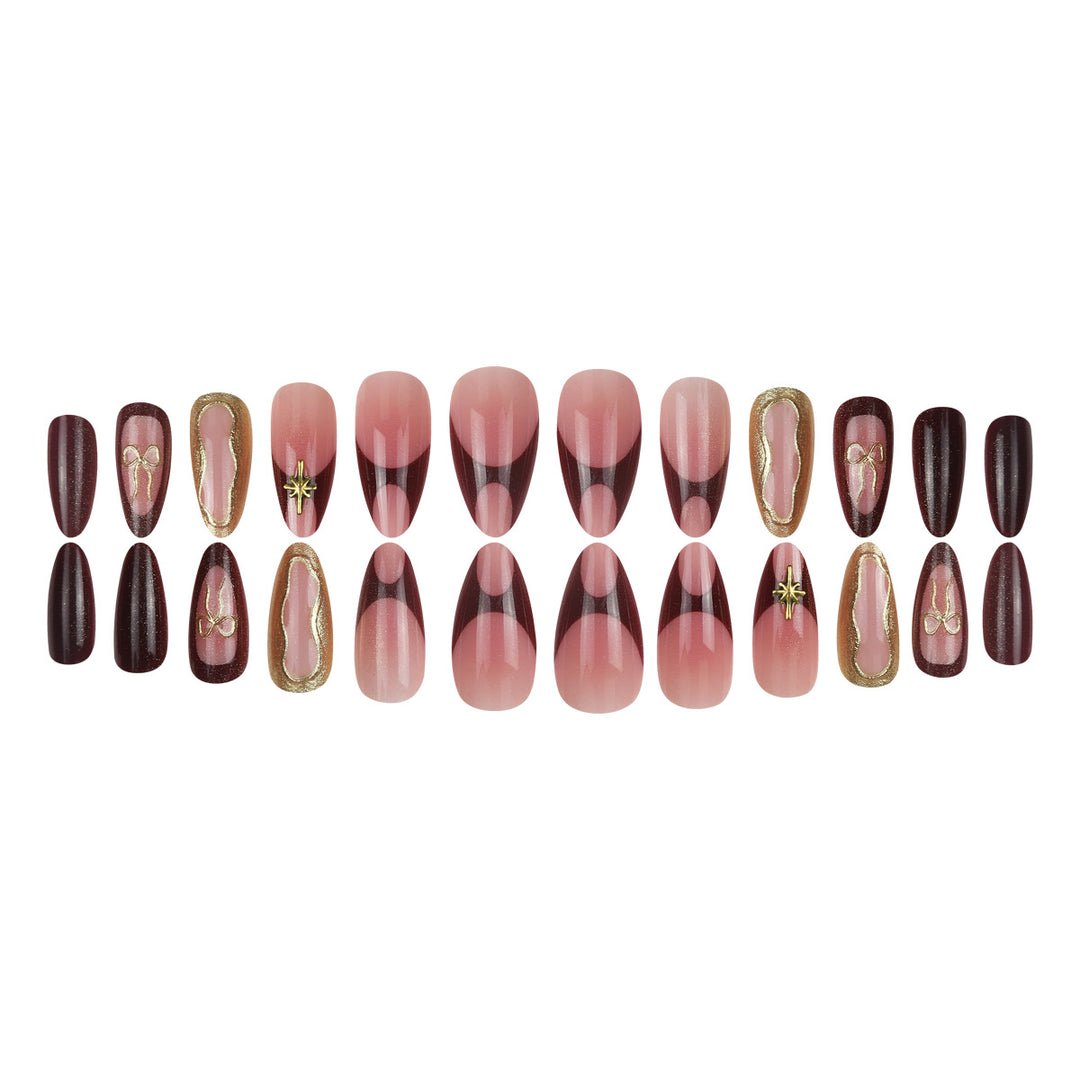Artistic Glossy Press-On Nail Extensions Bowlift