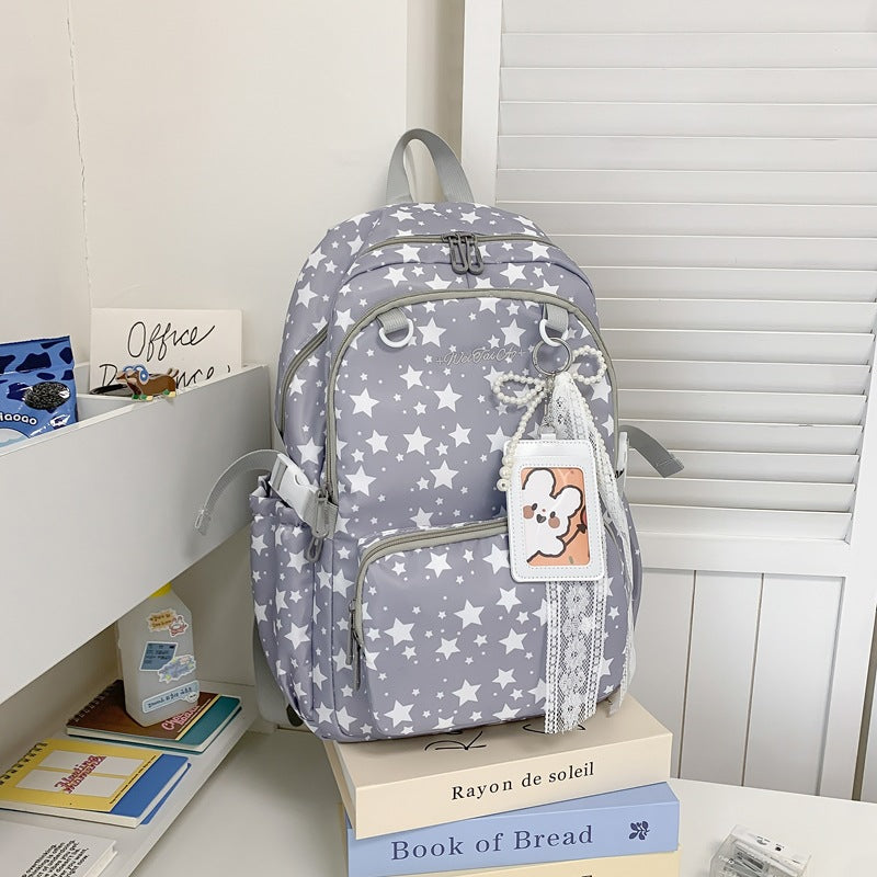 Star-Patterned Multi-Pocket Backpack Bowlift