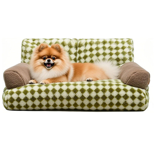 Checkerboard Pattern Plush  Sofa  Dog Bed