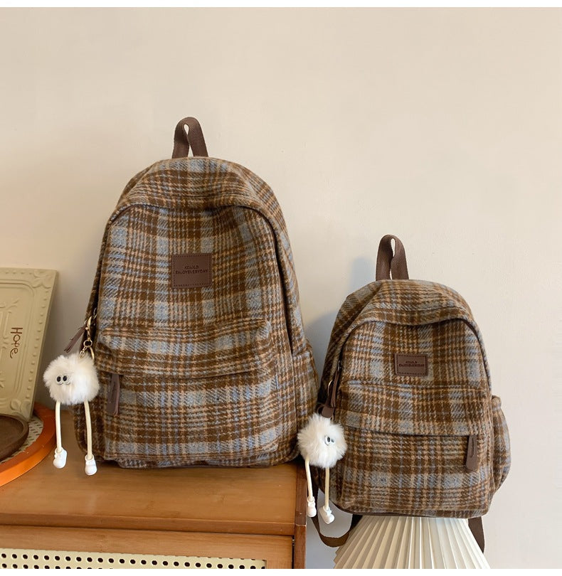 Plaid Backpack Set
