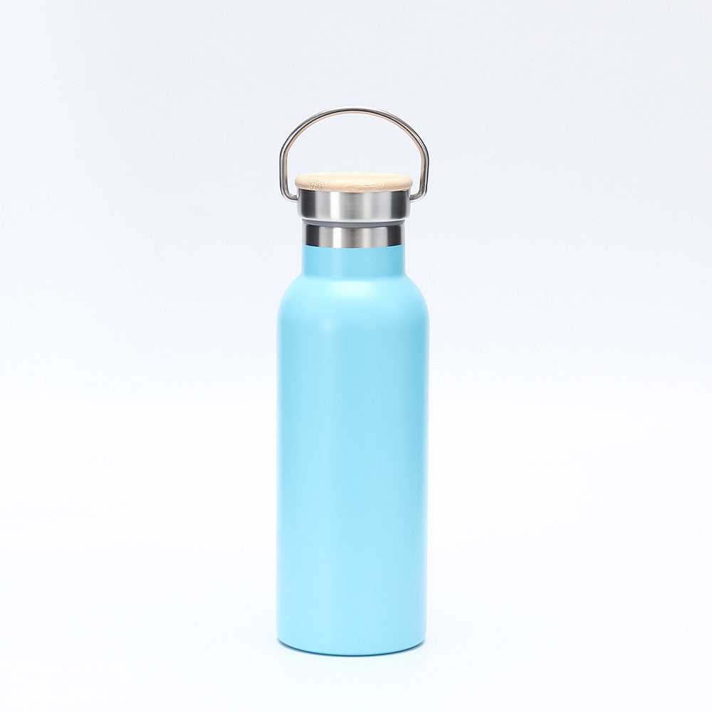 Women's insulated stainless steel drinking bottle with wooden lid Bowlift