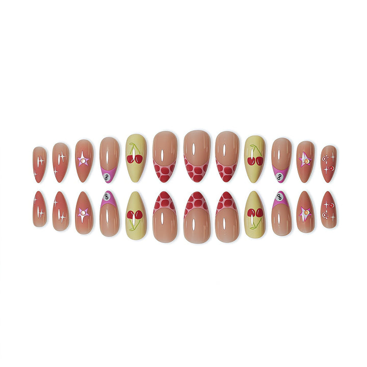 Artistic Cherry Print Nail Enhancements Bowlift