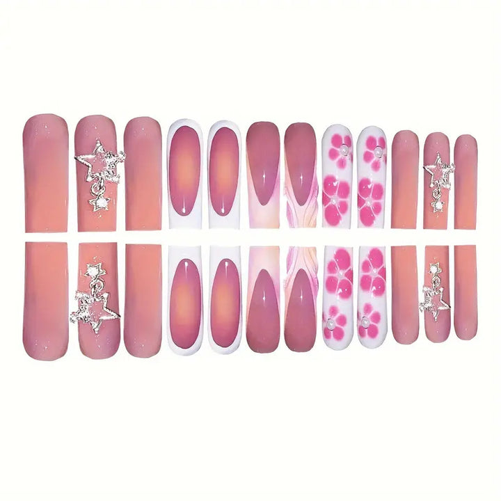 Artistic 3D Floral Press-On Nail Set Bowlift