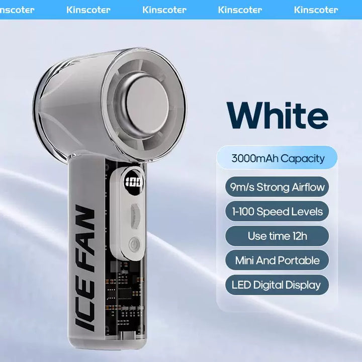 Unisex One Size Handheld Rechargeable Mini Cooling Fan with Adjustable High-Speed Airflow and LED Digital Display Bowlift