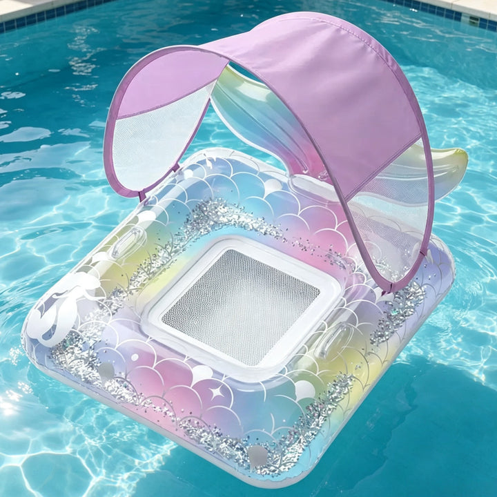 Inflatable Pool Lounger with Sun Canopy Bowlift