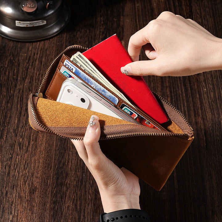 Premium Leather Zippered Travel Wallet