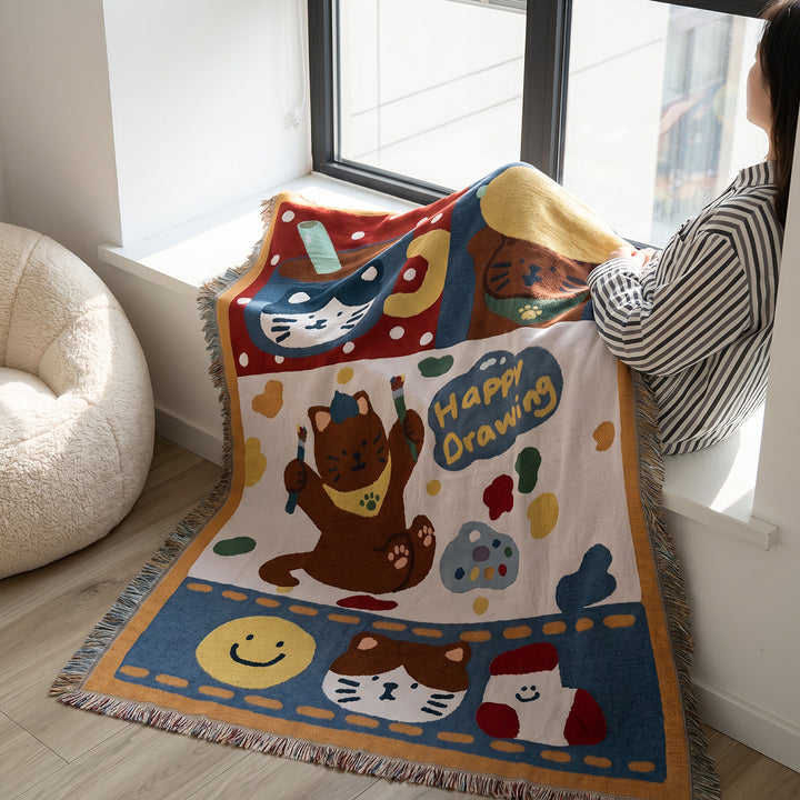 Playful Spring-Themed Throw Blanket