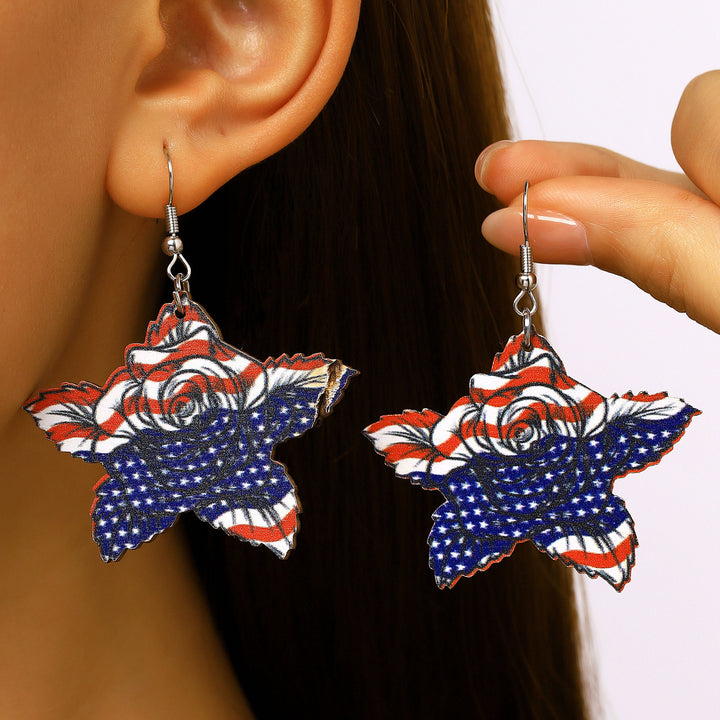 Women's unusual star-rose acrylic earrings with feather-light wearing comfort and fishhook closure Bowlift