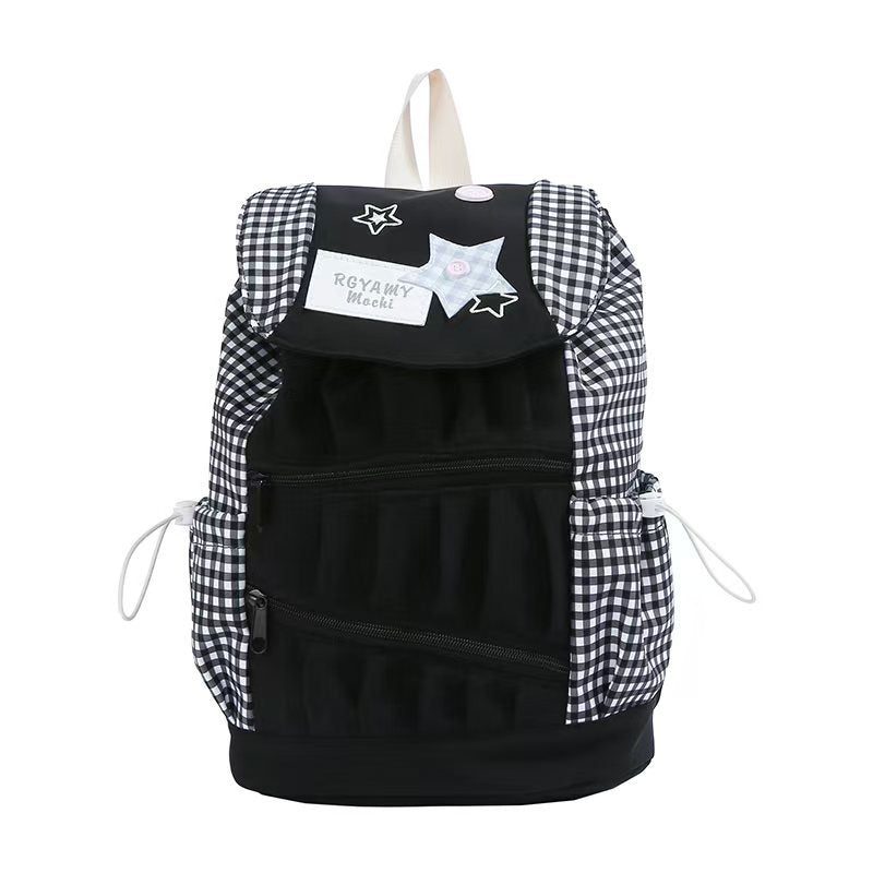 Stylish Gingham Patterned Backpack Bowlift