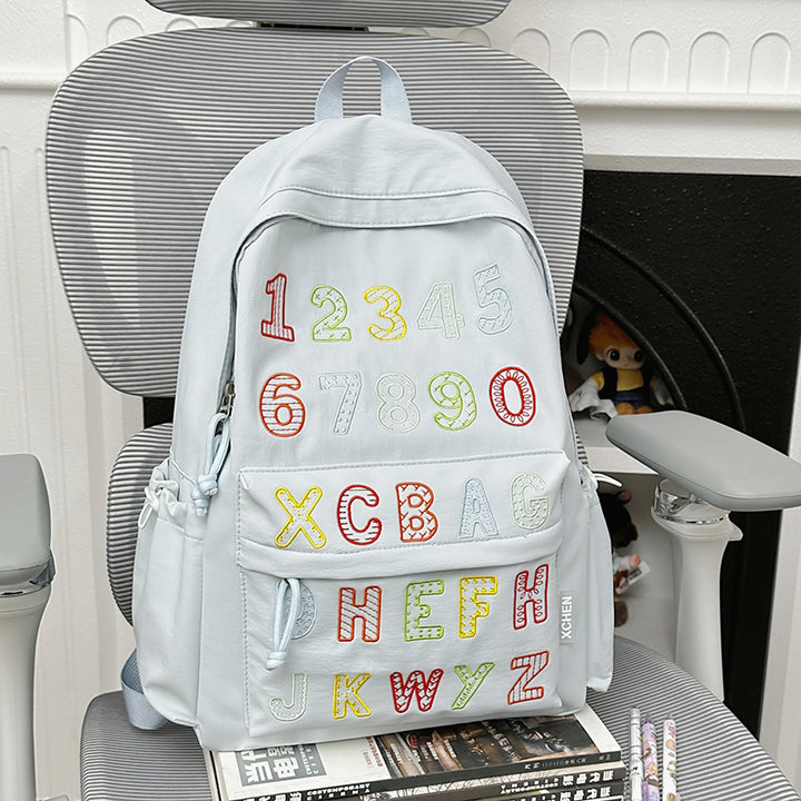 Playful Alphabet Embroidered Backpack