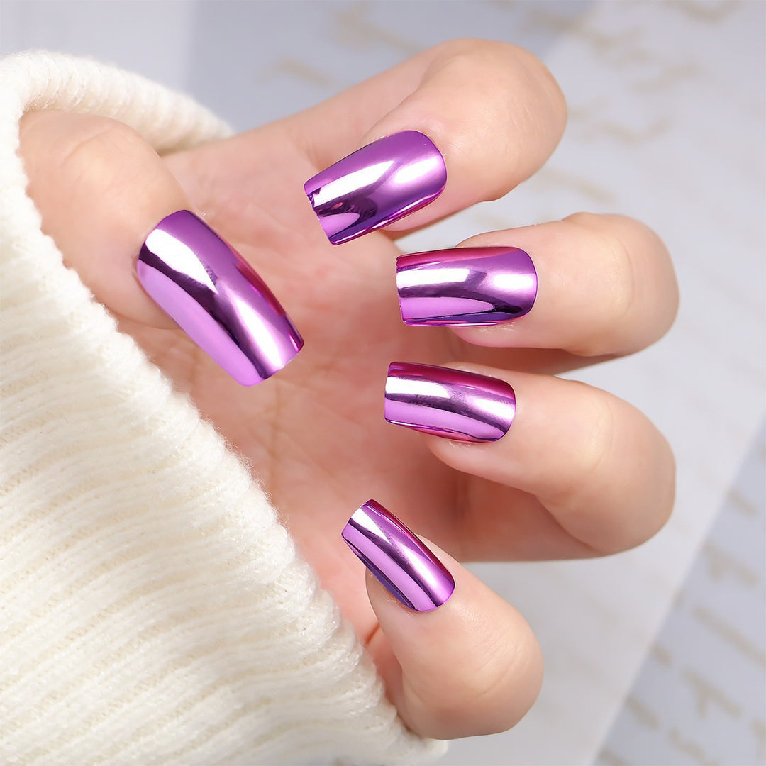 Chrome Finish Press-On Nails Bowlift