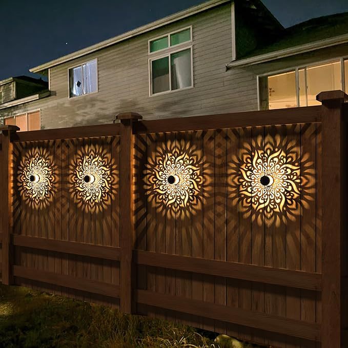Decorative Solar Wall Light With Mandala Projection Pattern Bowlift