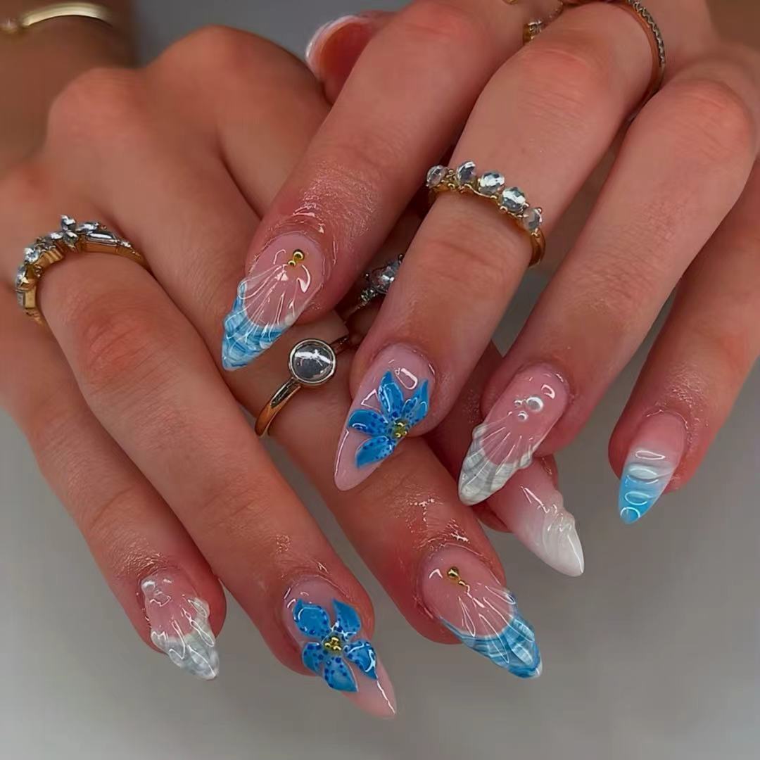 Artistic Ocean-Themed Nail Art Extensions Bowlift