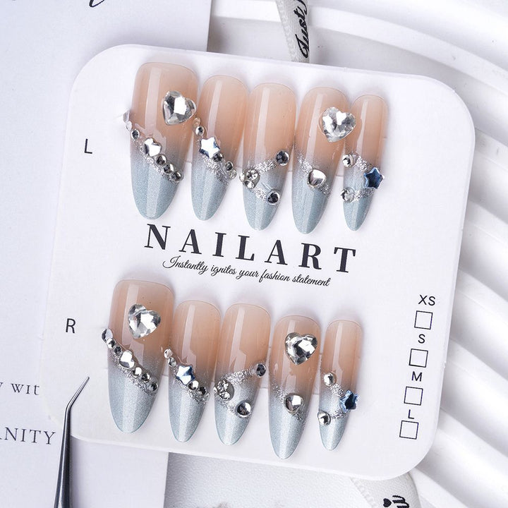 Premium Decorative Rhinestone Press-On Nail Set Bowlift