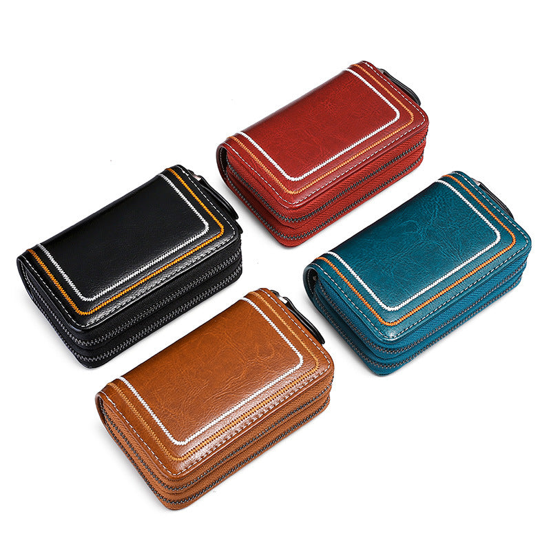 Multi-Functional Leather Zippered Wallet