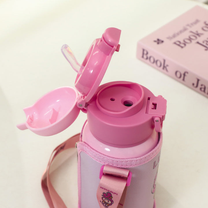 Women Insulated Water Bottle with Practical Carry Strap and Playful Design Bowlift
