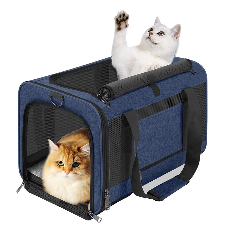 Portable Pet Travel Bag with Breathable Mesh Bowlift