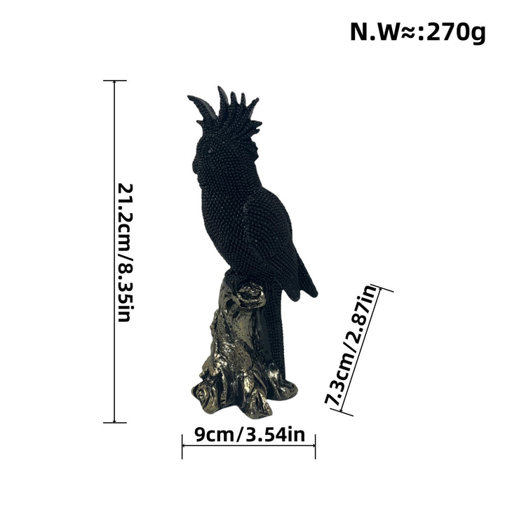 Shiny parrot figure on tree stump Bowlift