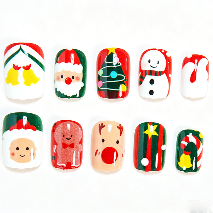 Festive Holiday-Themed Press-On Nail Art Bowlift