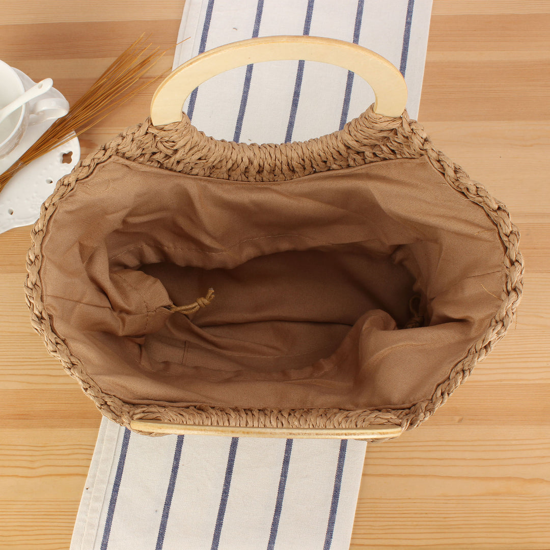 Braided raffia bag with round wooden handles Bowlift
