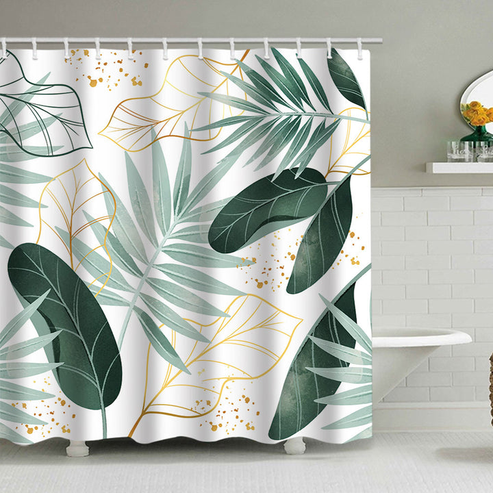 Botanical Leaf Pattern Shower Curtain Bowlift