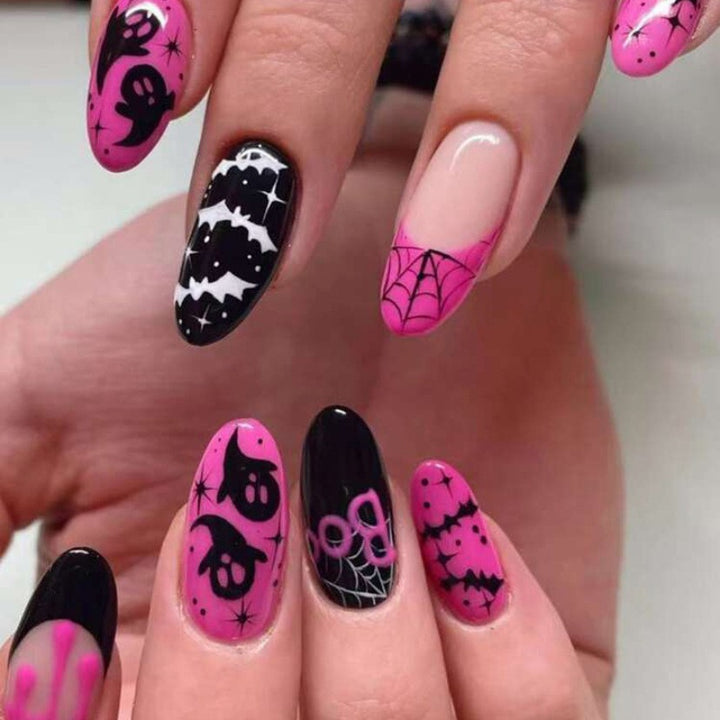 Artful Ghost-Themed Press-On Nails Bowlift