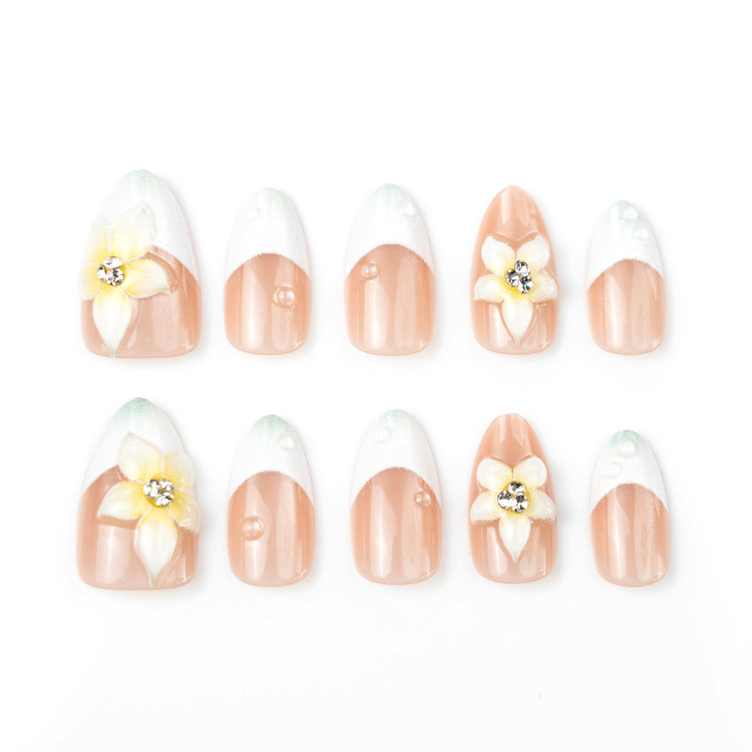 Acrylic nail set with elegant floral design Bowlift