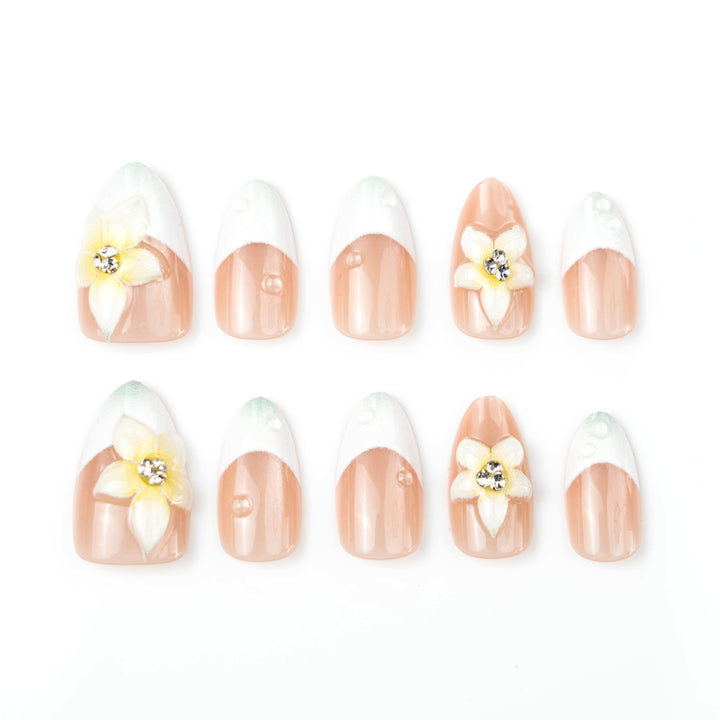 Acrylic nail set with elegant floral design Bowlift