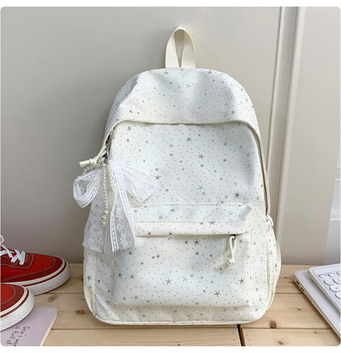 Stylish Star-Print Casual School Backpack Bowlift