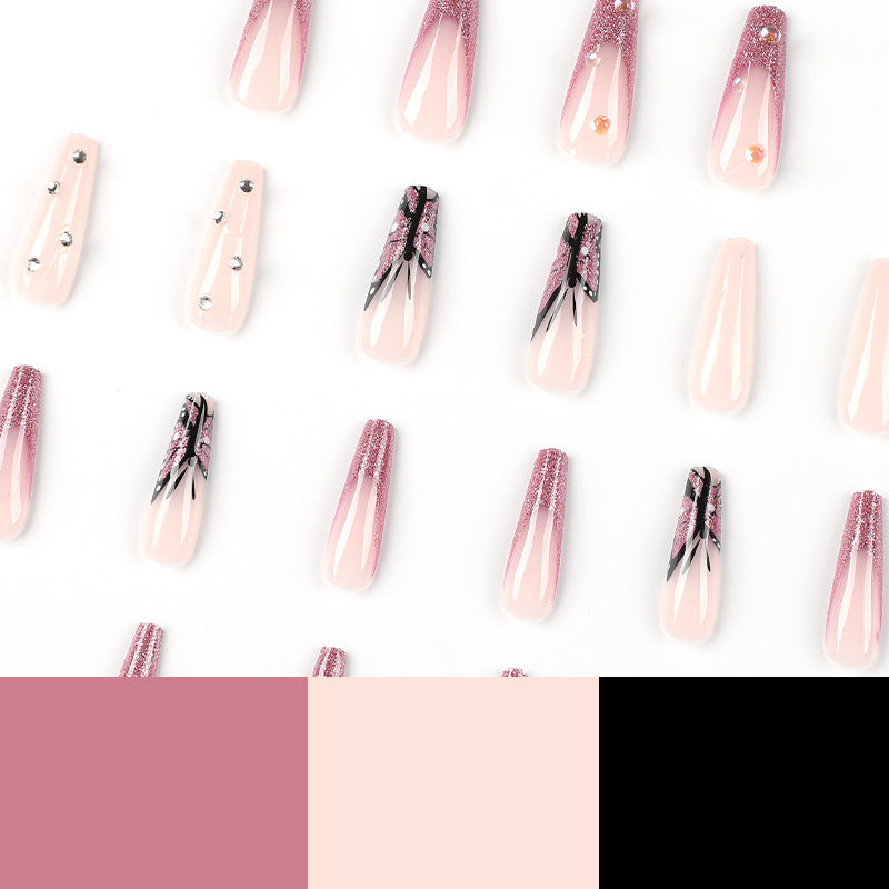 Artful stiletto nails with floral and glittering accents Bowlift