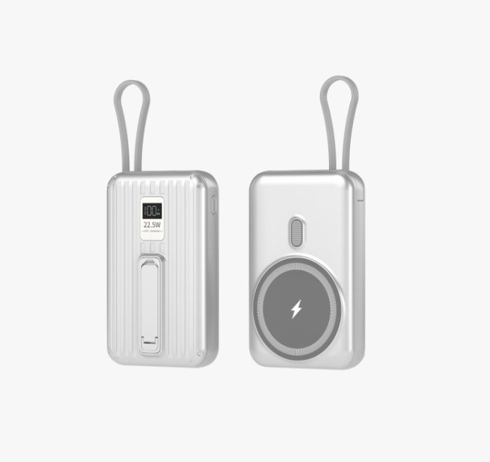 Portable power bank with integrated magnetic charger and digital display Bowlift