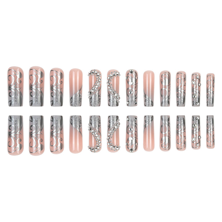 Decorative Rhinestone Stiletto Press-On Nails Bowlift