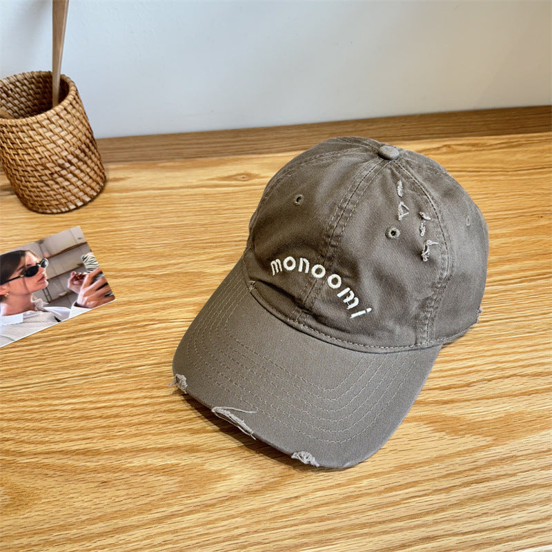 Women's Distressed Cotton Baseball Cap Bowlift