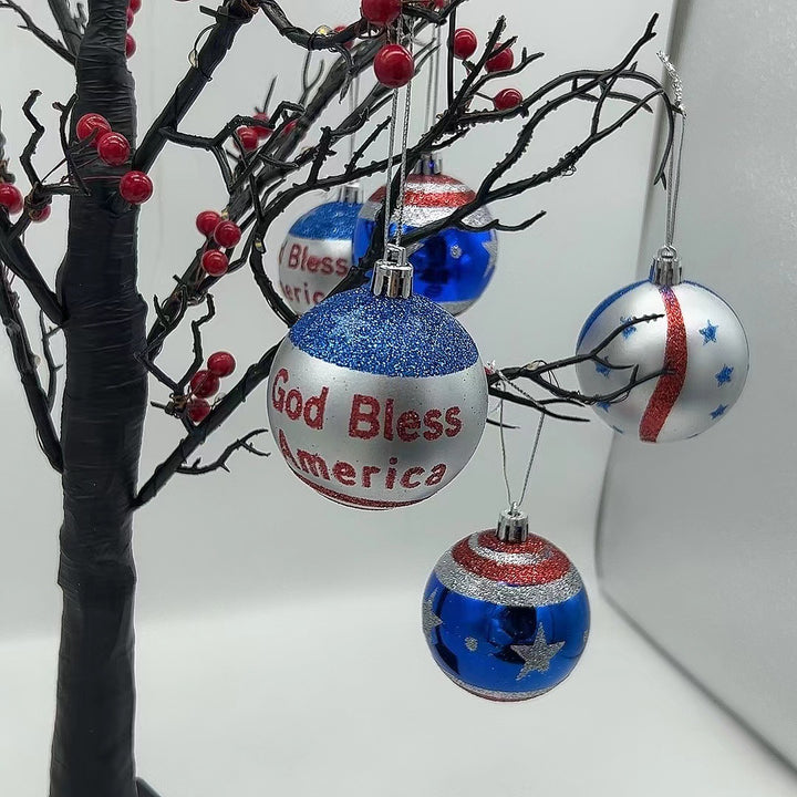 Unisex nan patriotic glass Christmas bauble set with glitter effect and inscription Bowlift