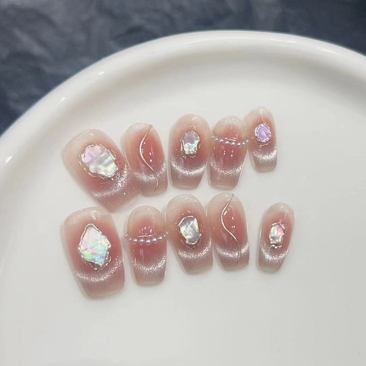Decorative Press-On Nail Collection with Gemstone Accents Bowlift